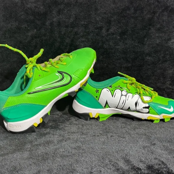 Nike Hustle Youth Baseball Cleats 5Y FZ8656-300 Neon Green Graphic Molded 2024 - Picture 7 of 10